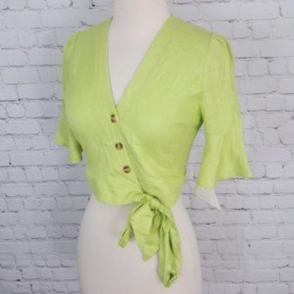 Anthro Lost + Wander Cactus Bloom Lime Crop Top S - Picture 5 of 7